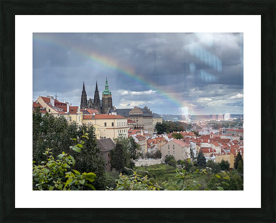 Rainbow over Praha Czech Republic Picture Frame print