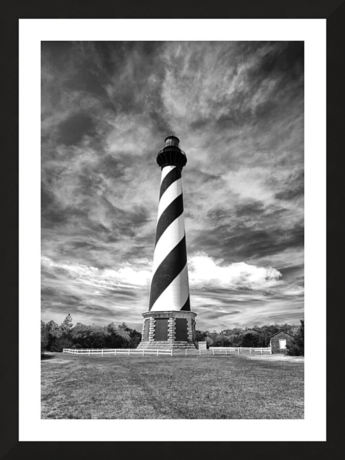 Cape Hatteras Lighthouse in Black and White Vertical Picture Frame print