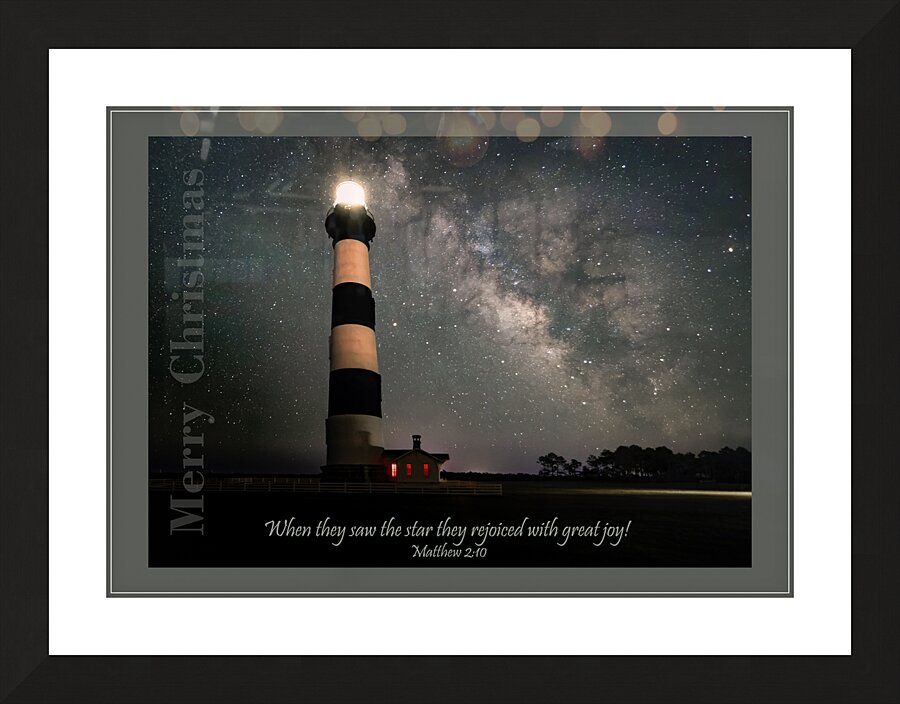Bodie Lighthouse Merry Christmas Picture Frame print