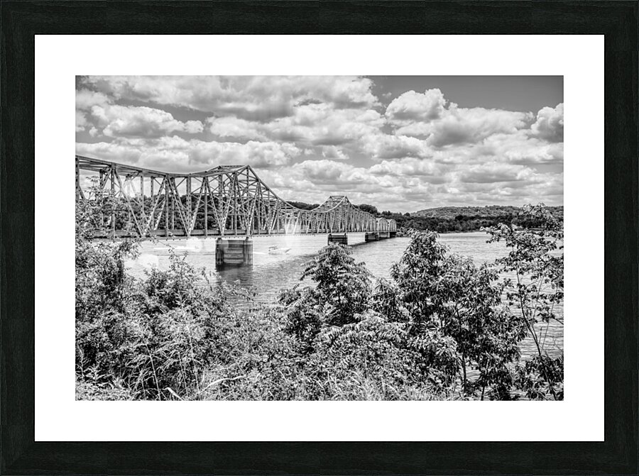 Boats Under Kimberling City Bridge Grayscale Picture Frame print