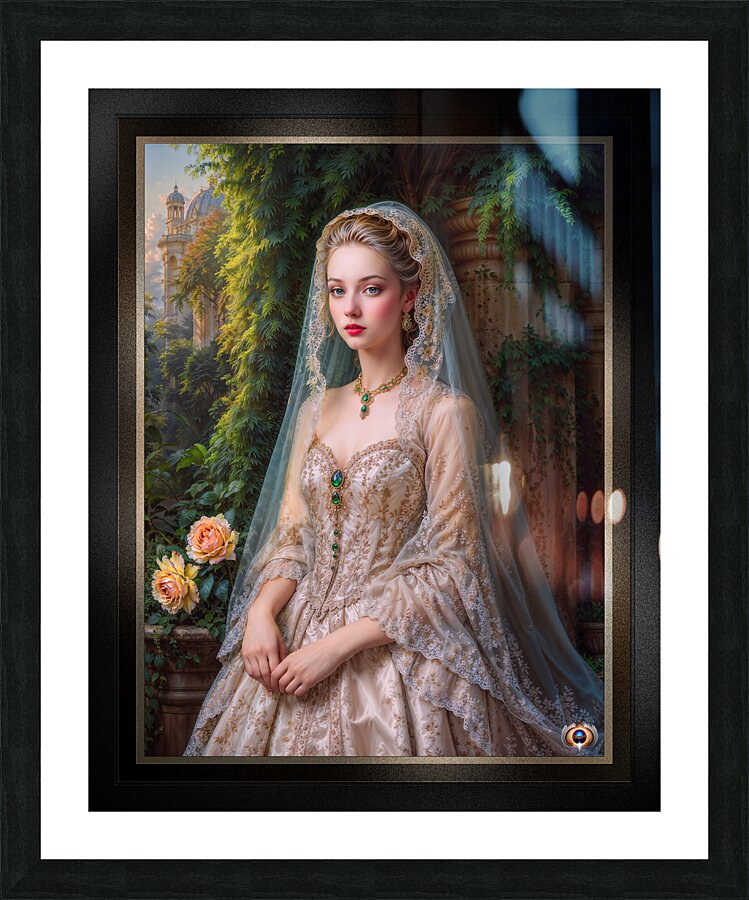 Elegant 18th Century Lady With A Veil Baroness Sophie-Marie Allemand Captivating AI Concept Art by Xzendor7 Picture Frame print
