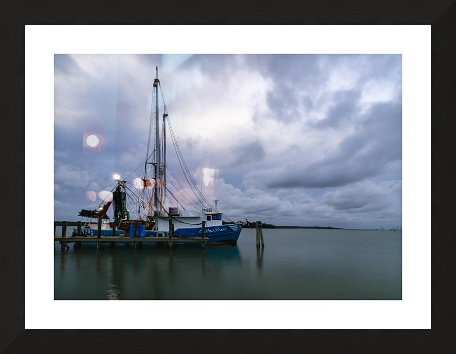 In the Nick of Time a Shrimp Boat at Sunset Picture Frame print