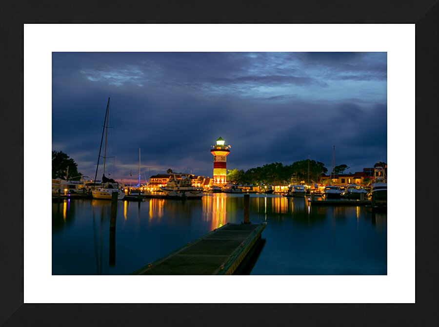 Harbor Town Lighthouse Sunset Picture Frame print