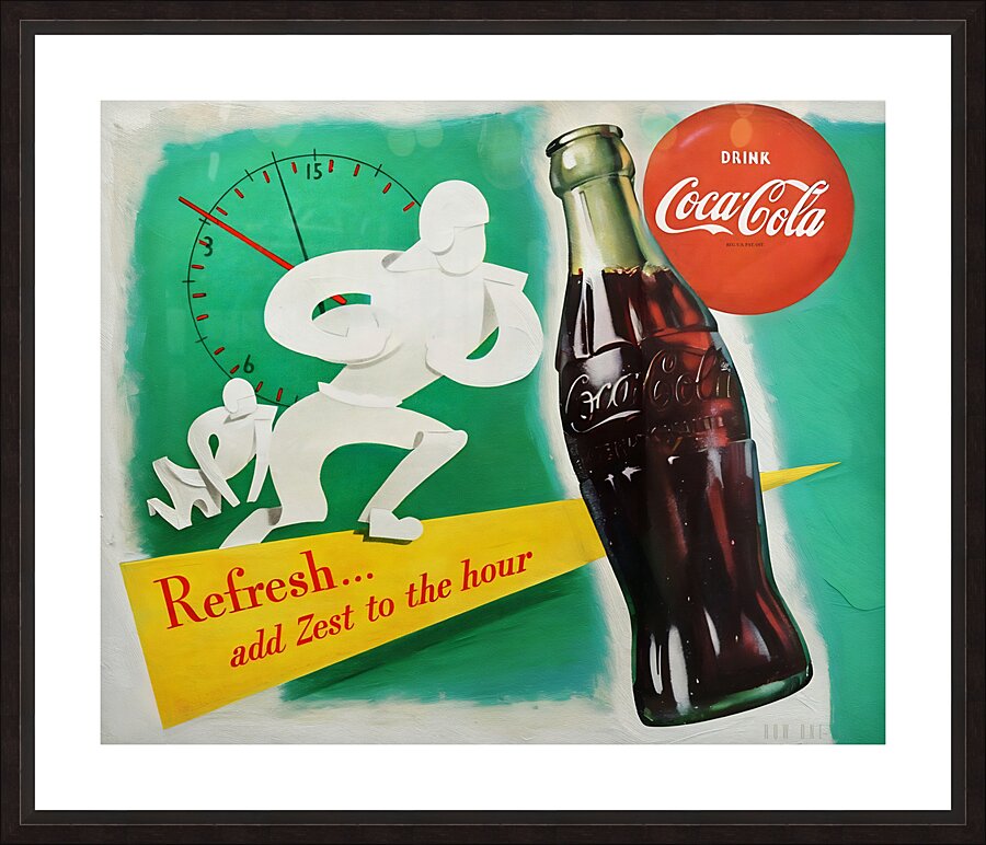 1950s football coke ad wall art Picture Frame print