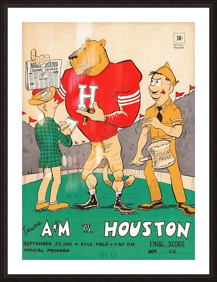 1961 Texas A&M vs. Houston Football Program Cover Art Picture Frame print