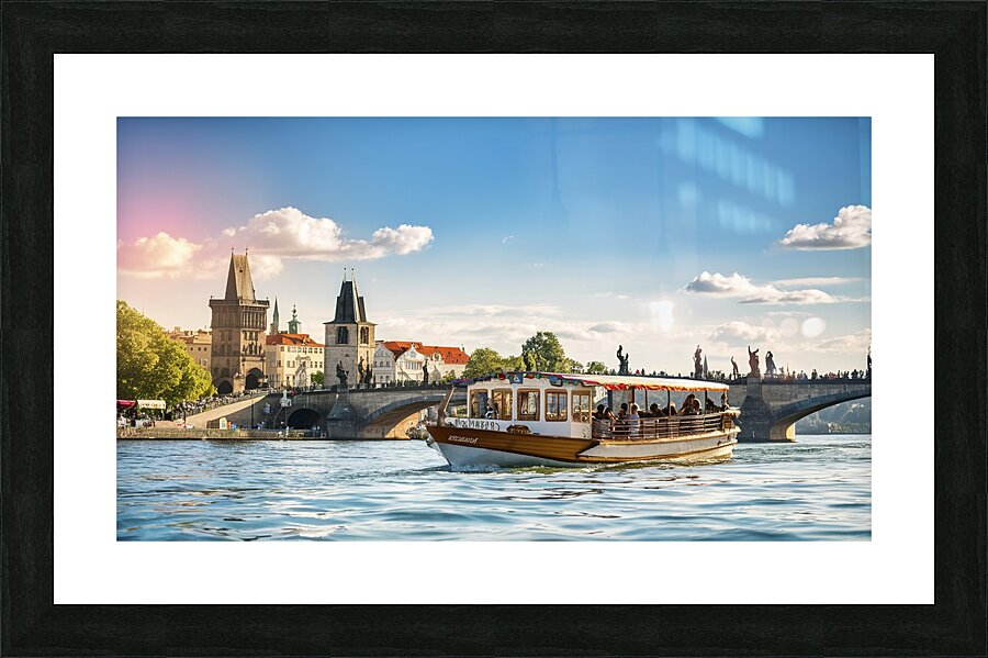 Touristic boat near the Charles bridge in Prague  1722607534.9764 Picture Frame print