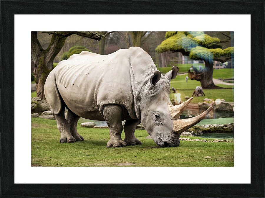 large rhino in the park 3 Picture Frame print