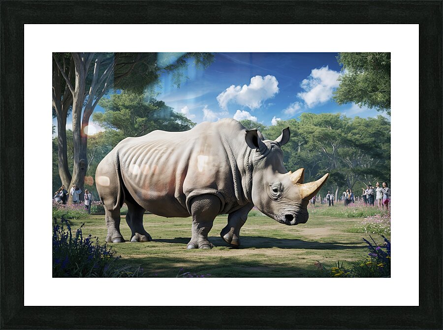 large rhino in the park 4 Picture Frame print