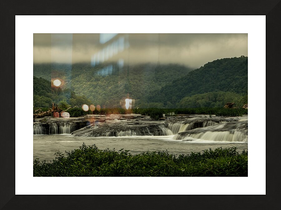 New River Gorge Waterfalls in Morning Fog Picture Frame print