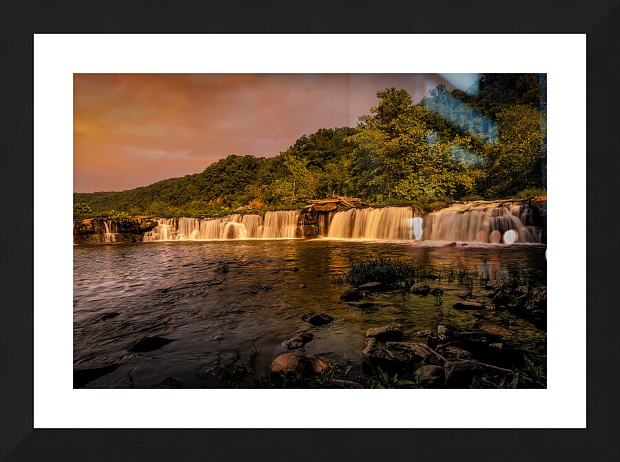 West Virginia  New River Sandstone Waterfall Sunset Picture Frame print