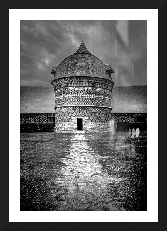 Normandy Round Brick Barn Dove Cote Picture Frame print