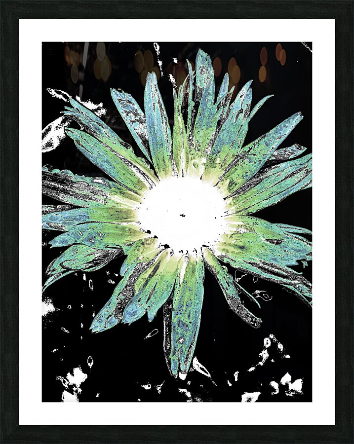 Abstract Vibrant Green and Blue Daisy Flower Picture Frame print