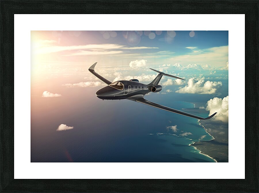 Airplane in sky background Picture Frame print