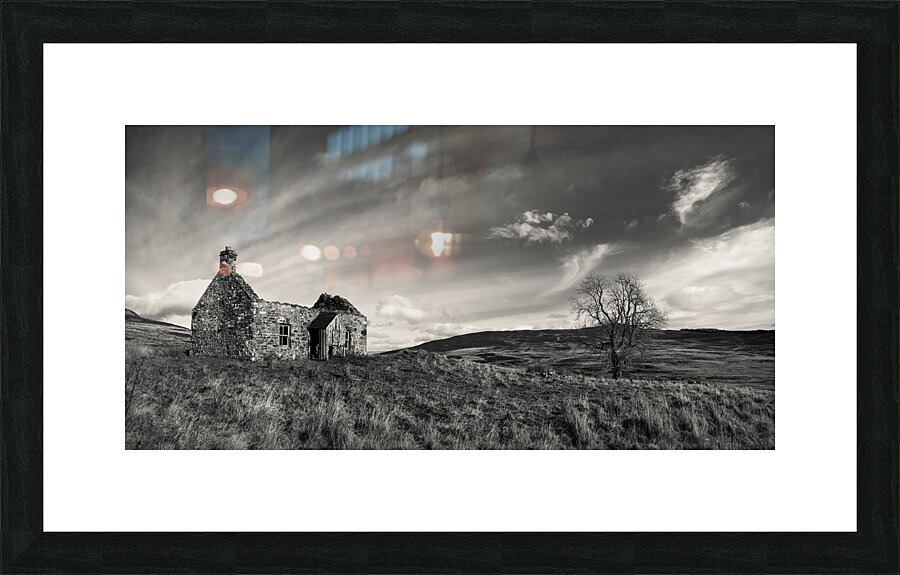 Old Cottage and Tree Picture Frame print