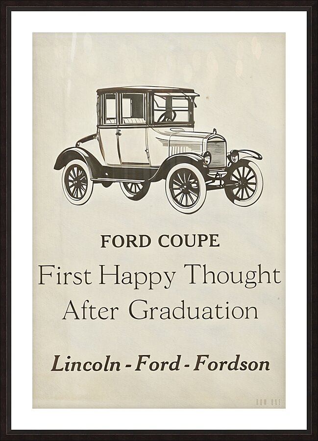 1920s ford coupe ad Picture Frame print