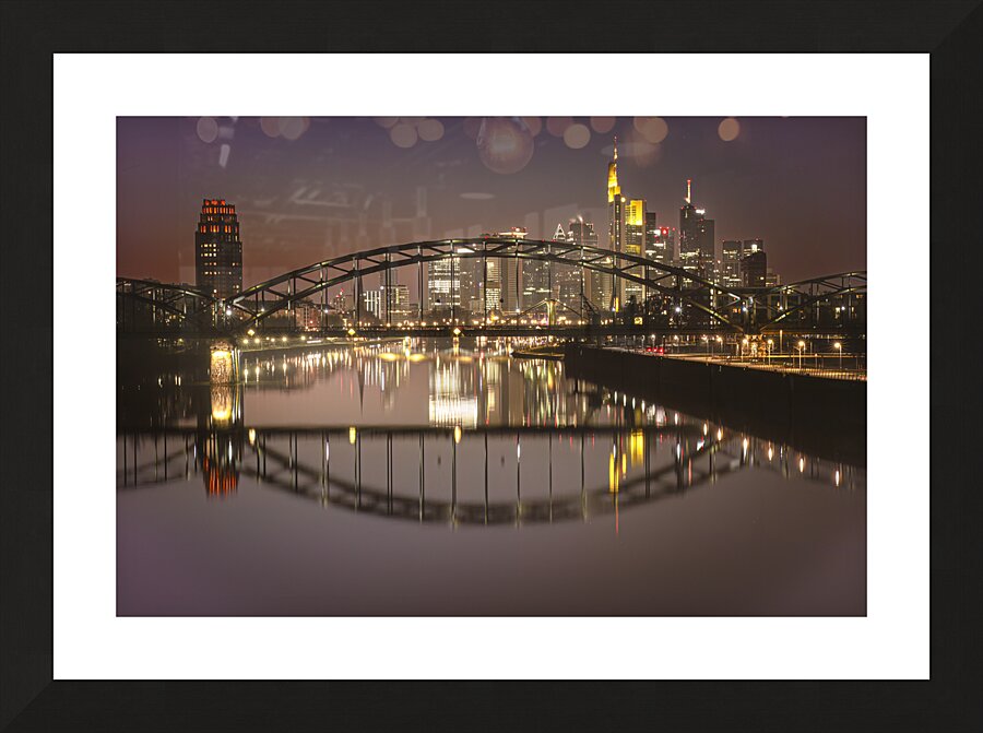 Frankfurt Main River Sunset Skyline Picture Frame print