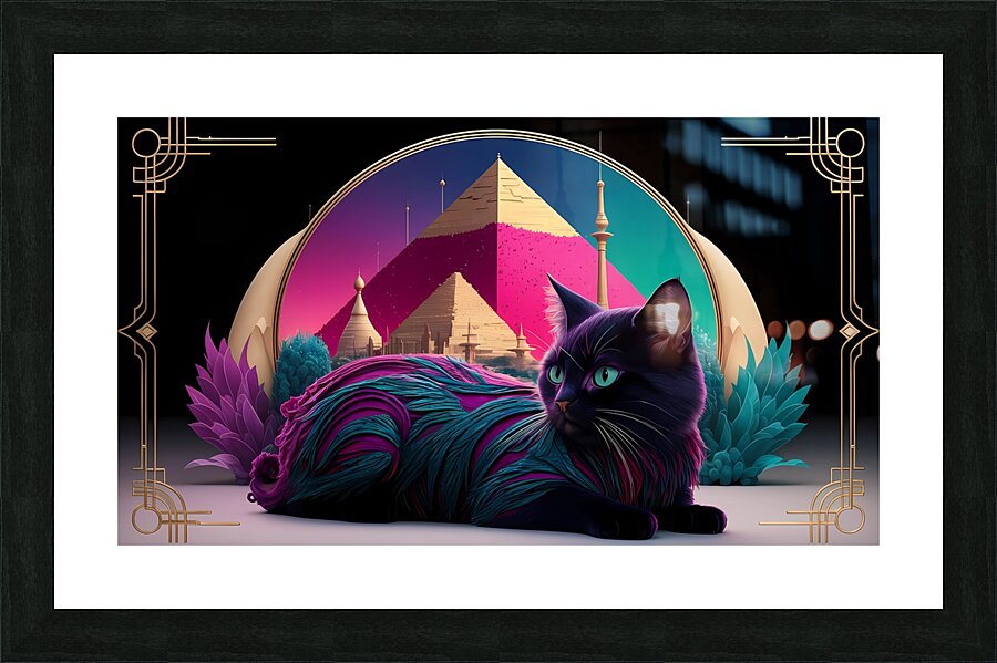 Black Cat of a futuristic Egypt  Picture Frame print