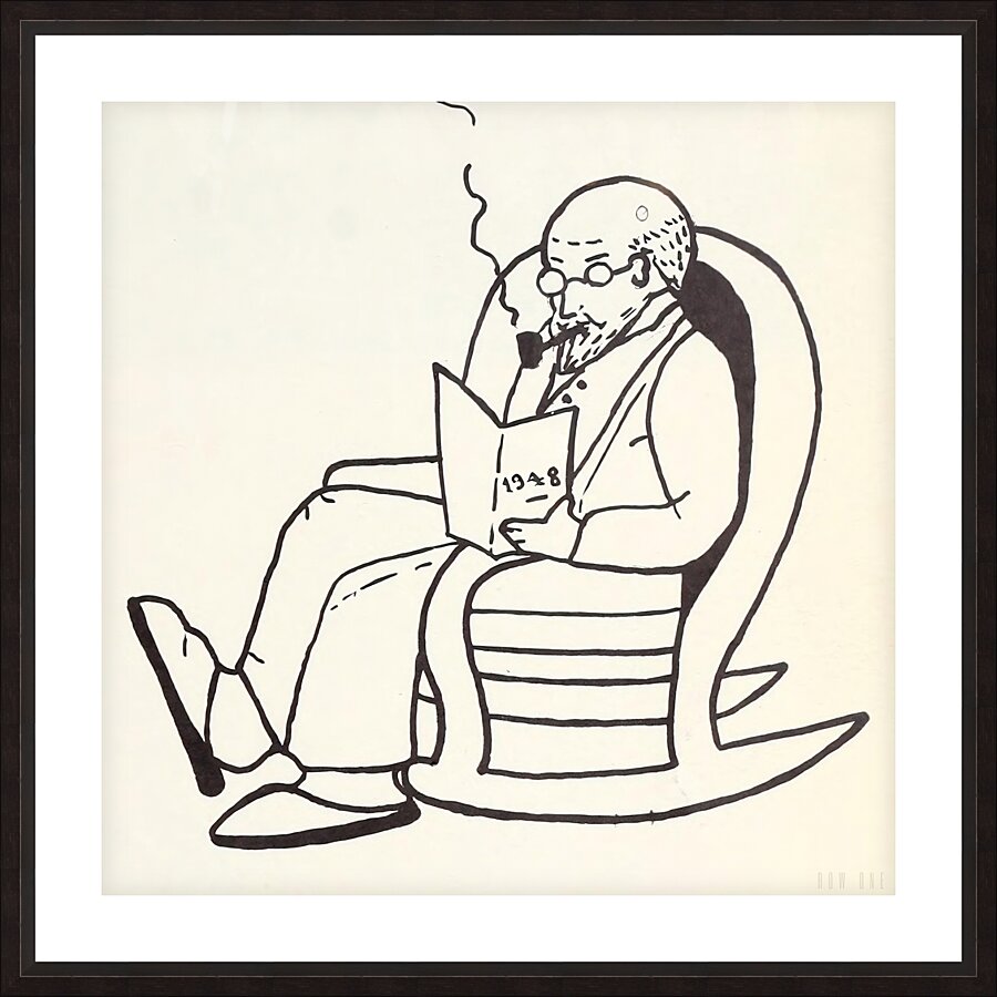 1948 man in rocking chair art Picture Frame print