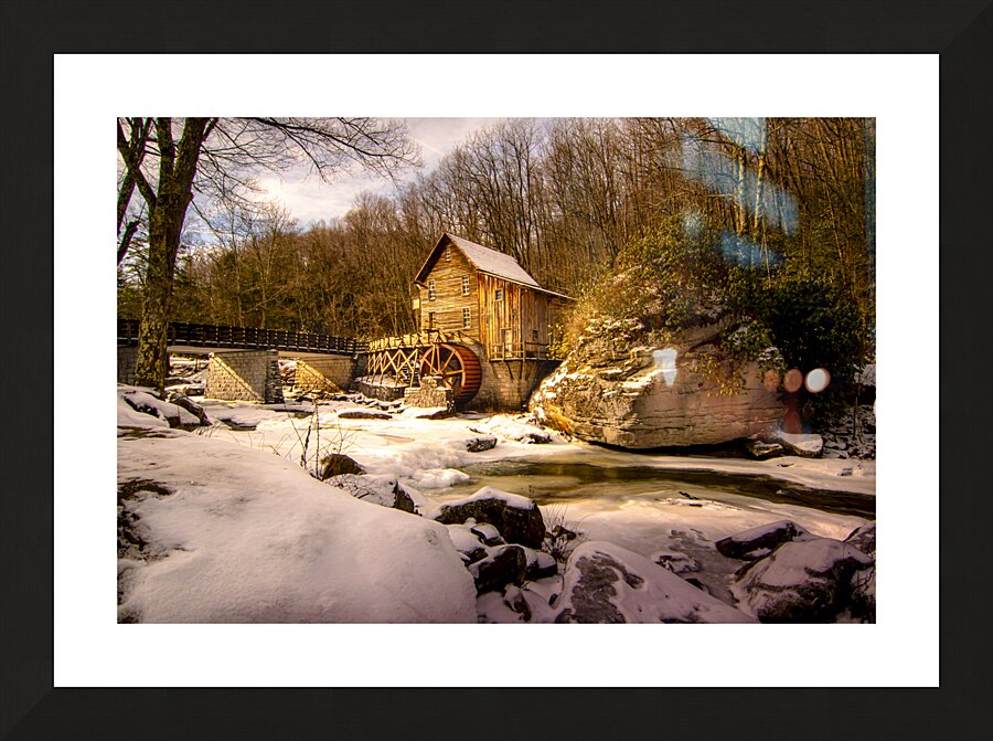 Winter Dressed Glade Creek Mill Picture Frame print