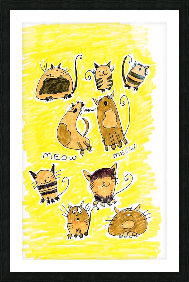 Abstract Doodle Cats Picture Frame print