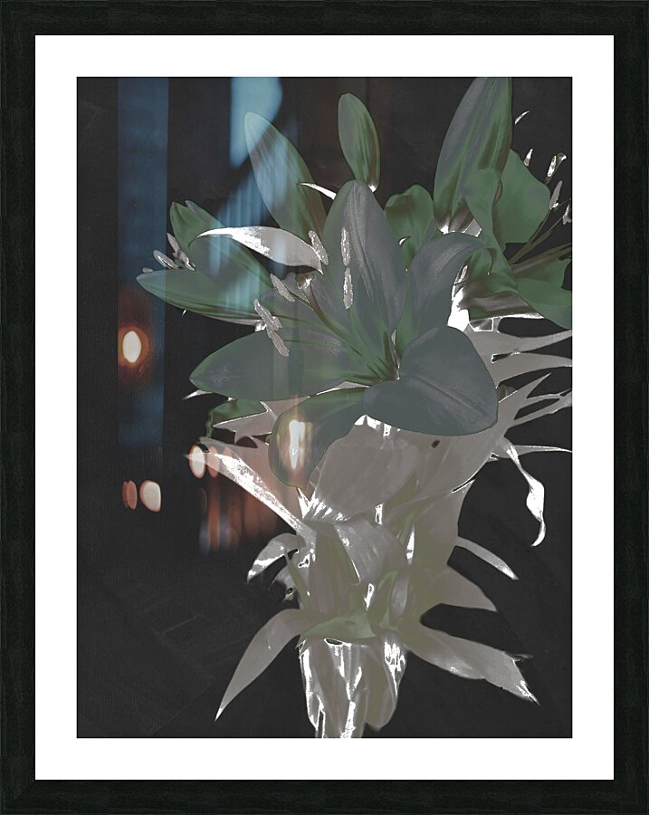 Abstract Green Lily Flower Bouquet Picture Frame print
