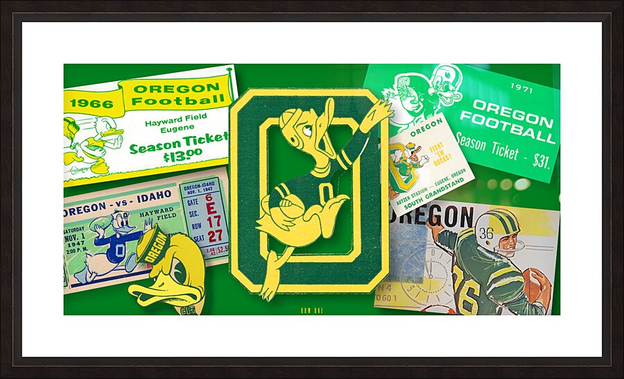 Historic Oregon Football Ticket Collage Art Picture Frame print