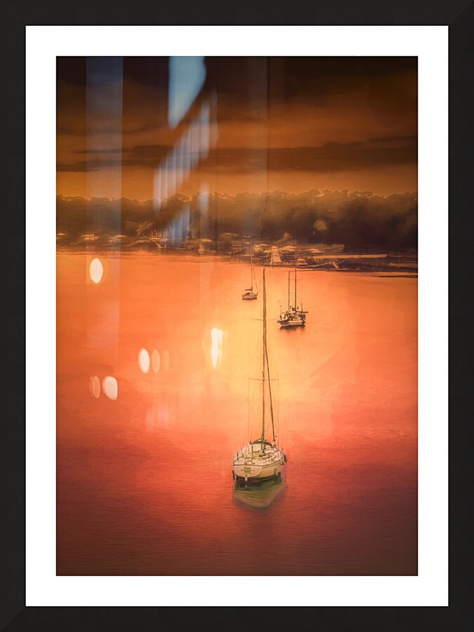 Low Country Sailboats at Sunset Picture Frame print