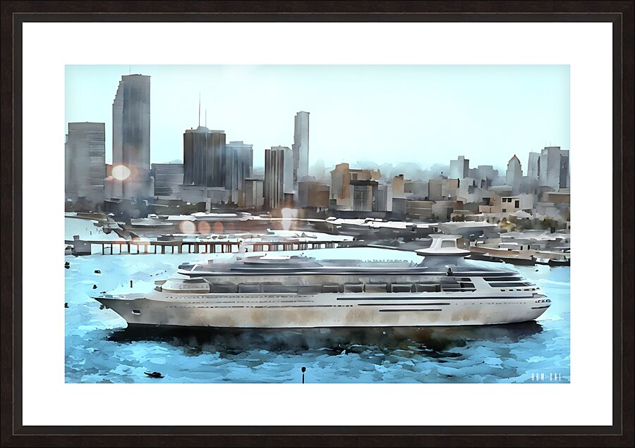 1980s miami cityscape art Picture Frame print