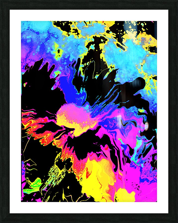 Abstract Neon Melting Daises Picture Frame print