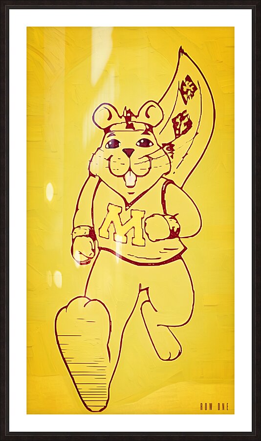 80s minnesota golden gopher cartoon runner Picture Frame print