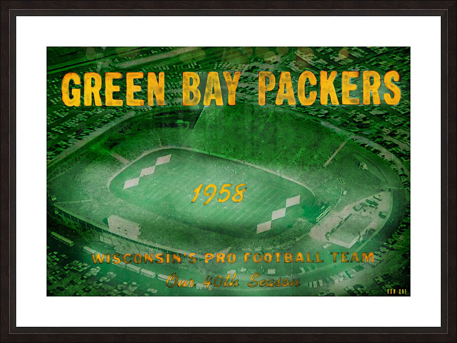 1958 green bay packers football art remix Picture Frame print