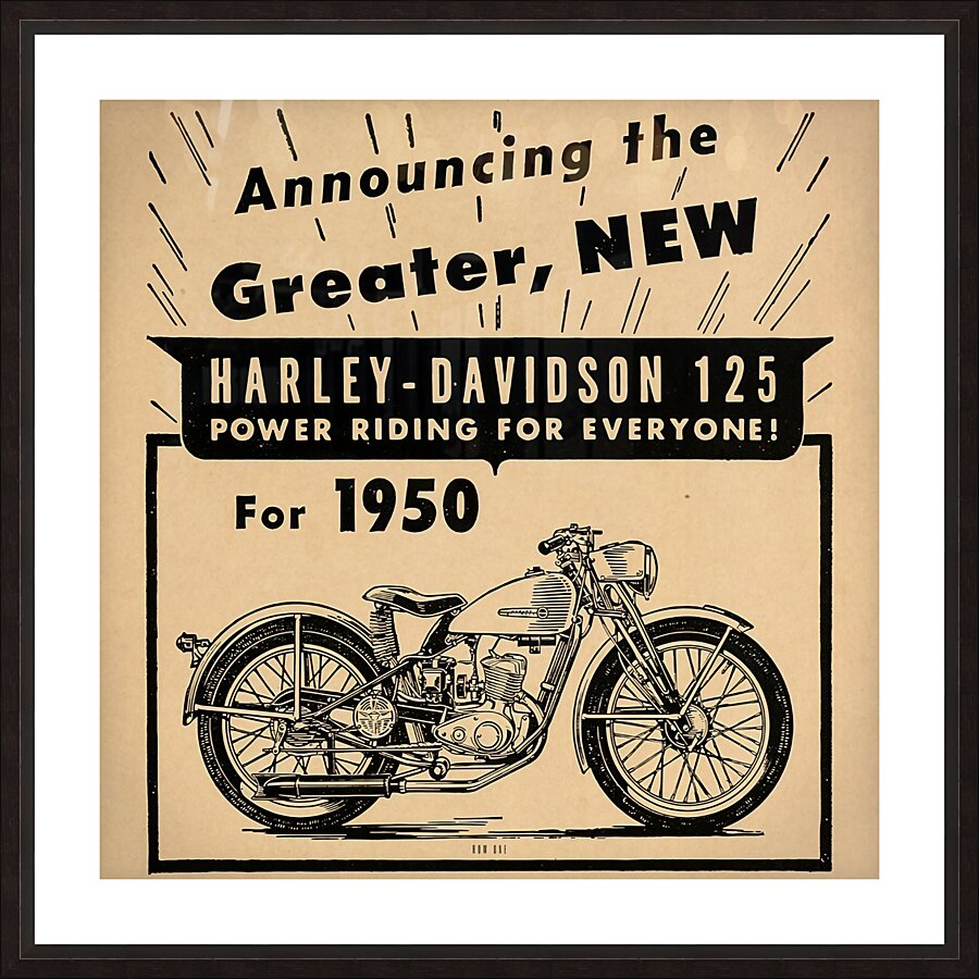1950 harley davidson ad Picture Frame print