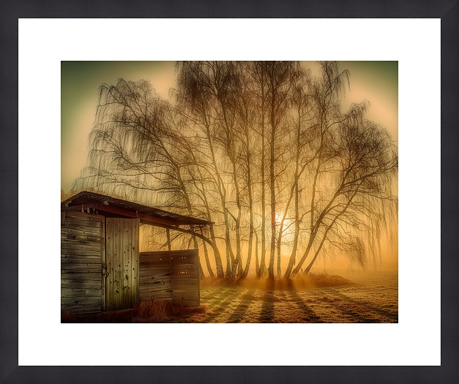 Sunset Through the Birches Picture Frame print