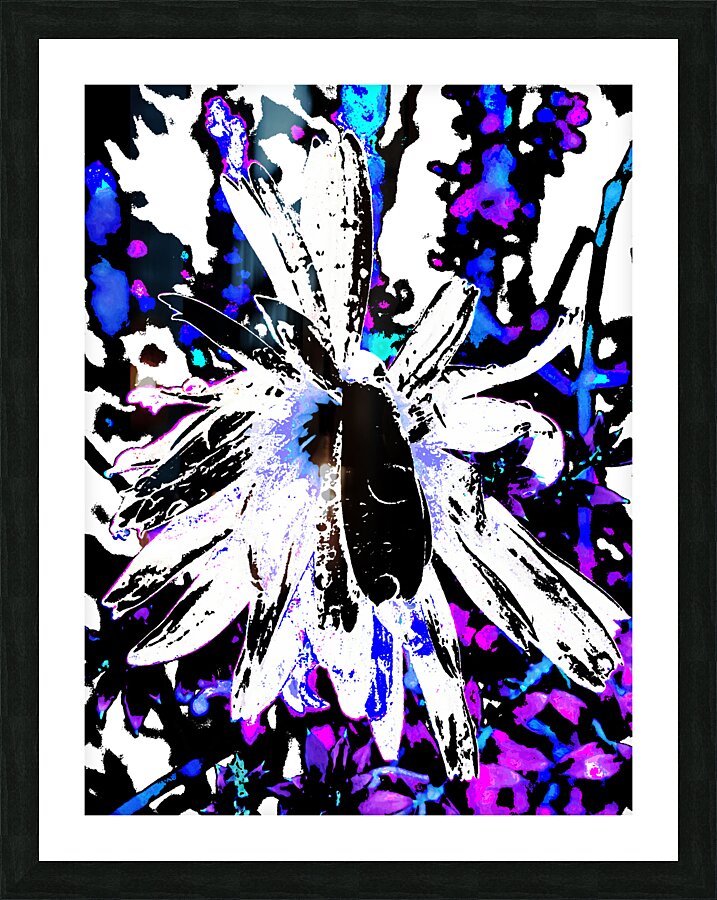 Abstract Vibrant Daisy Flower on a Psychedelic Background Picture Frame print