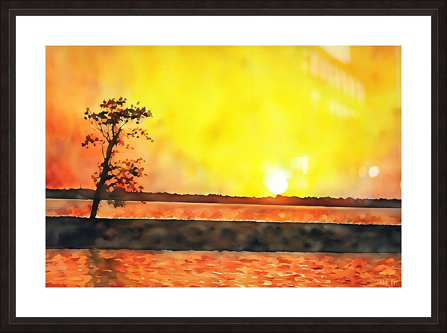 bright yellow sky Picture Frame print