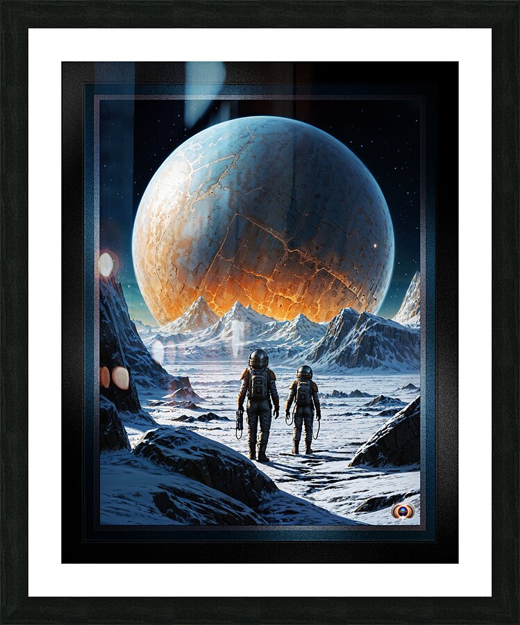 An Epic Discovery On The Dedelson Ice Planet Captivating AI Concept Art by Xzendor7 Picture Frame print