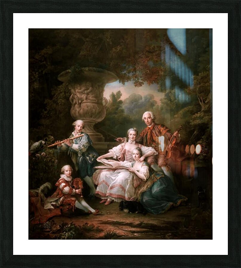 Le Marquis de Sourches et sa Famille by Francois-Hubert Drouais  Framed Print Print