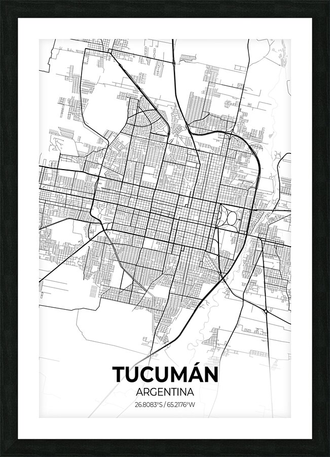 Tucuman Argentina City Map Print Picture Frame print