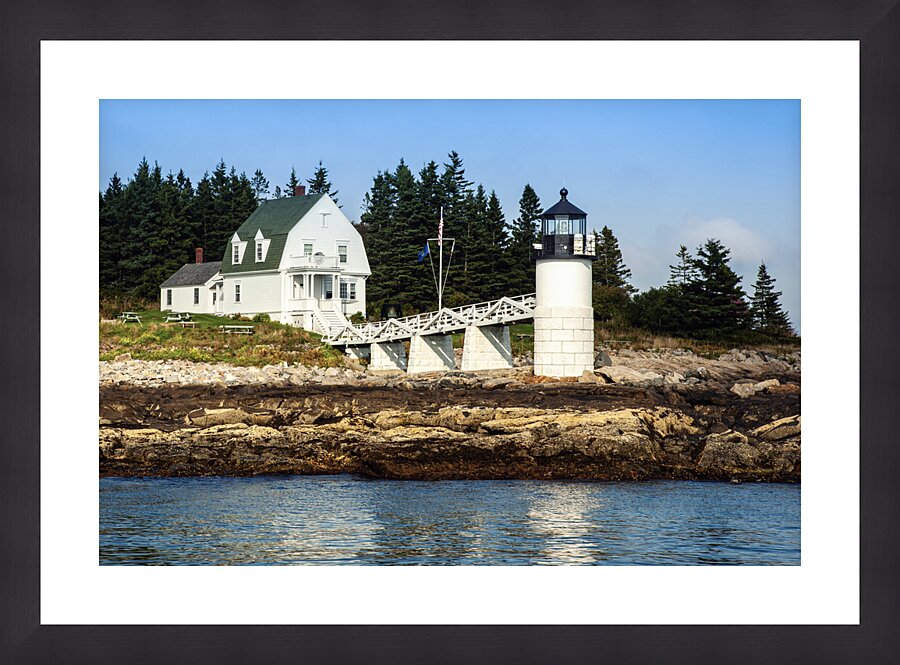 Harbor View of Marshall Point Lighthouse and Keepers Building in Maine Picture Frame print