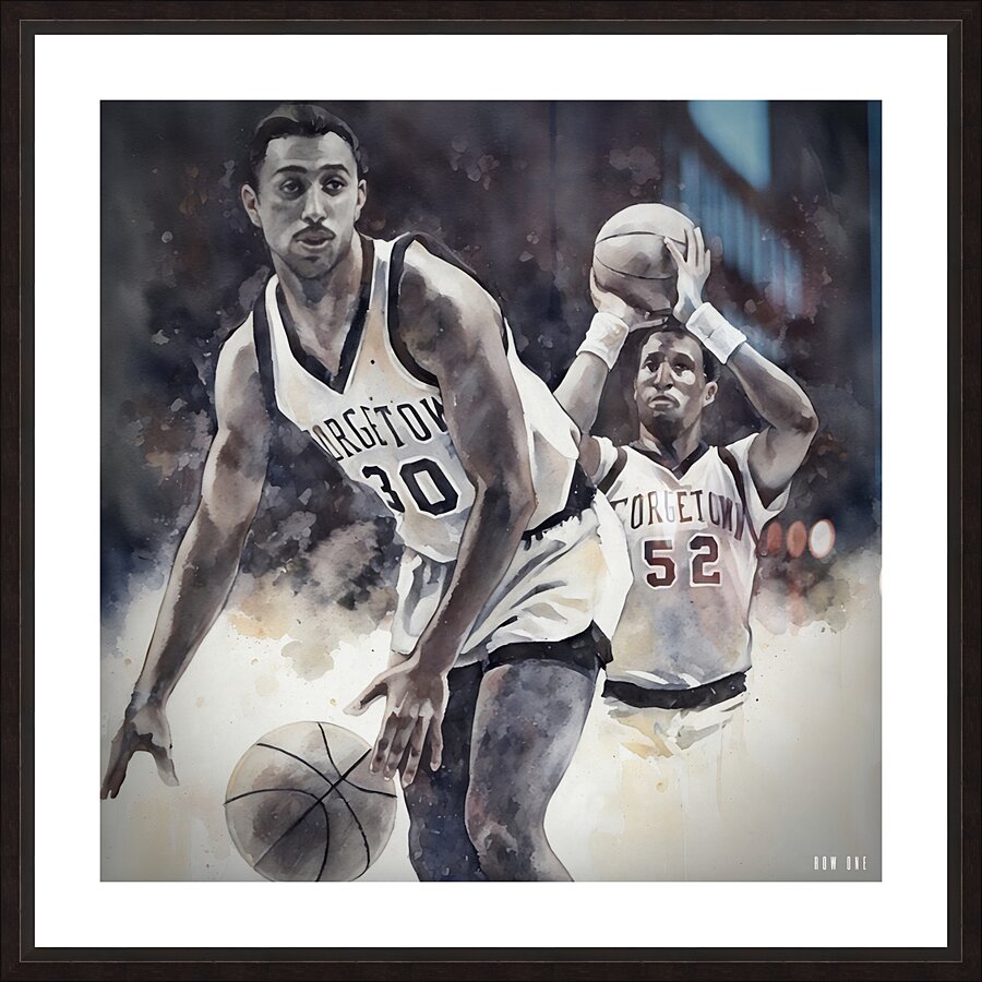 retro georgetown hoyas basketball art Picture Frame print