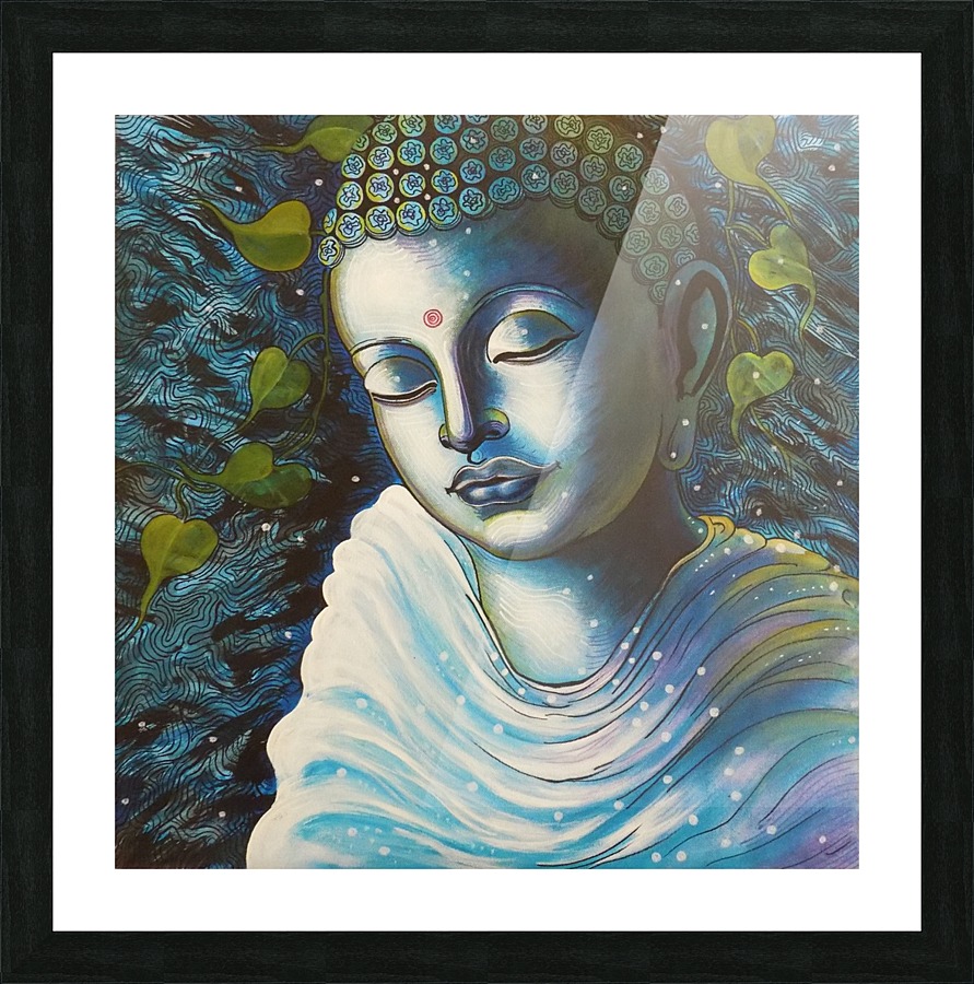 Gautama Buddha In Blue Portrait Asp Arts Canvas Artwork