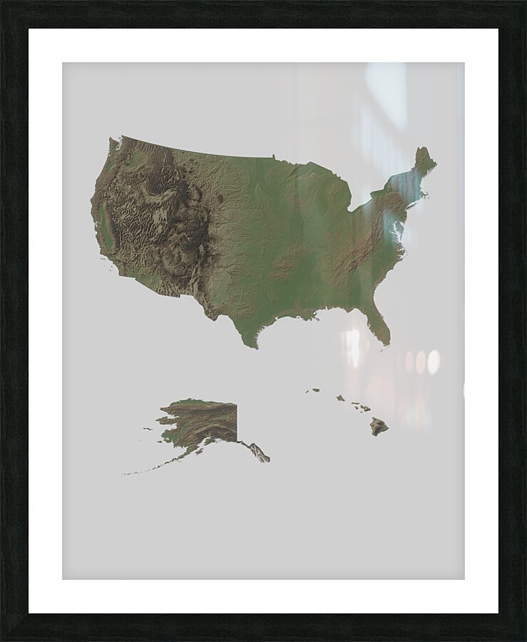 United States Relief Map Print Picture Frame print