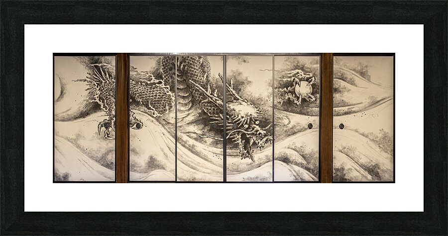Traditional japanese dragon painting on sliding doors  Picture Frame print