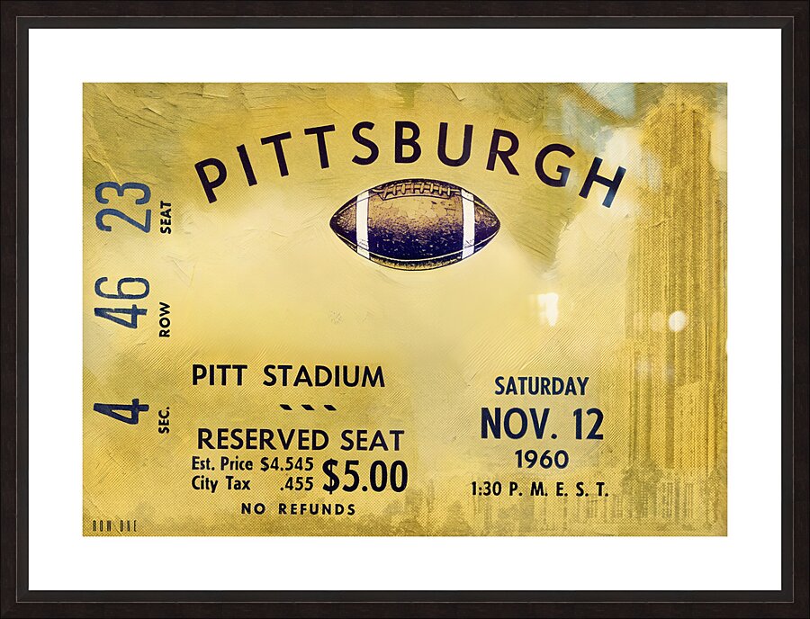 1960 pittsburgh panthers ticket art Picture Frame print