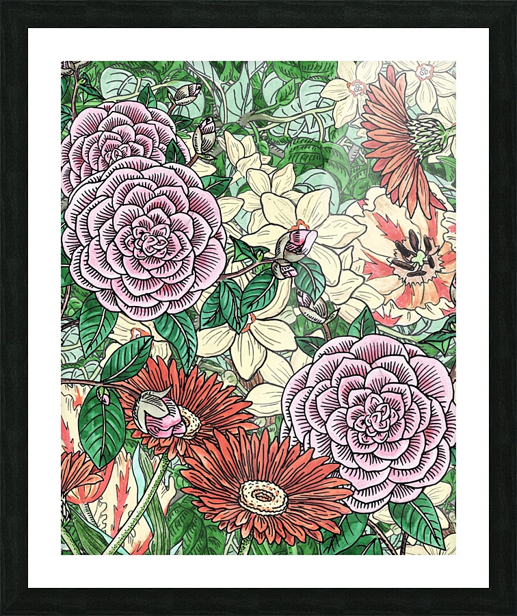 Watercolor Botanical Flowers Garden Flowerbed II Picture Frame print