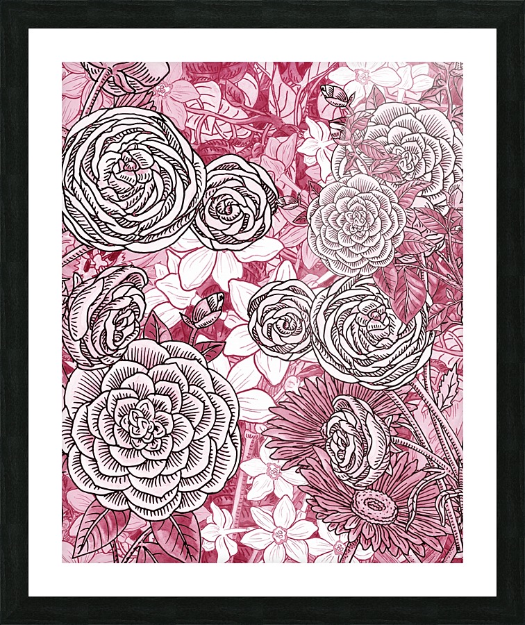 Watercolor Botanical Flowers Garden Pink Flowerbed IV Picture Frame print
