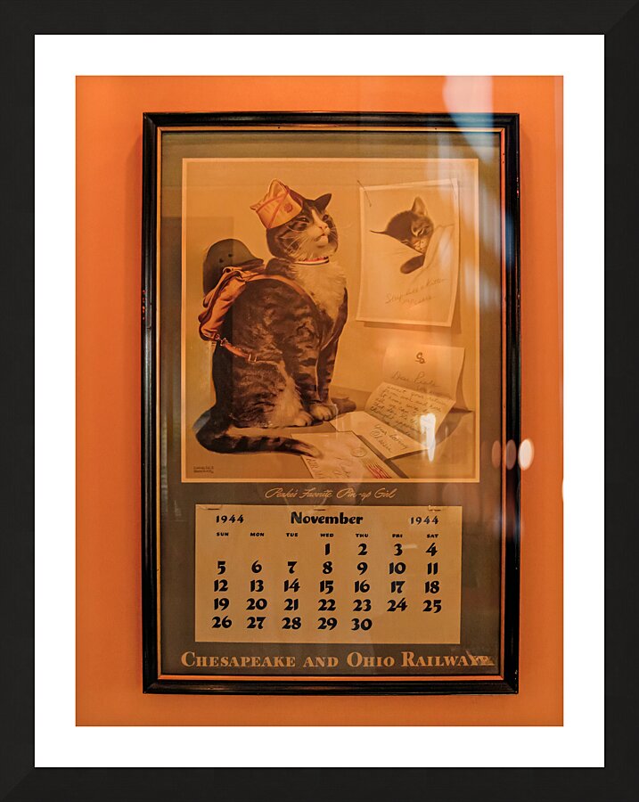 WWII Cat Calendar Picture Frame print