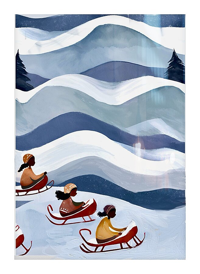 Girls Sledding Picture Frame print