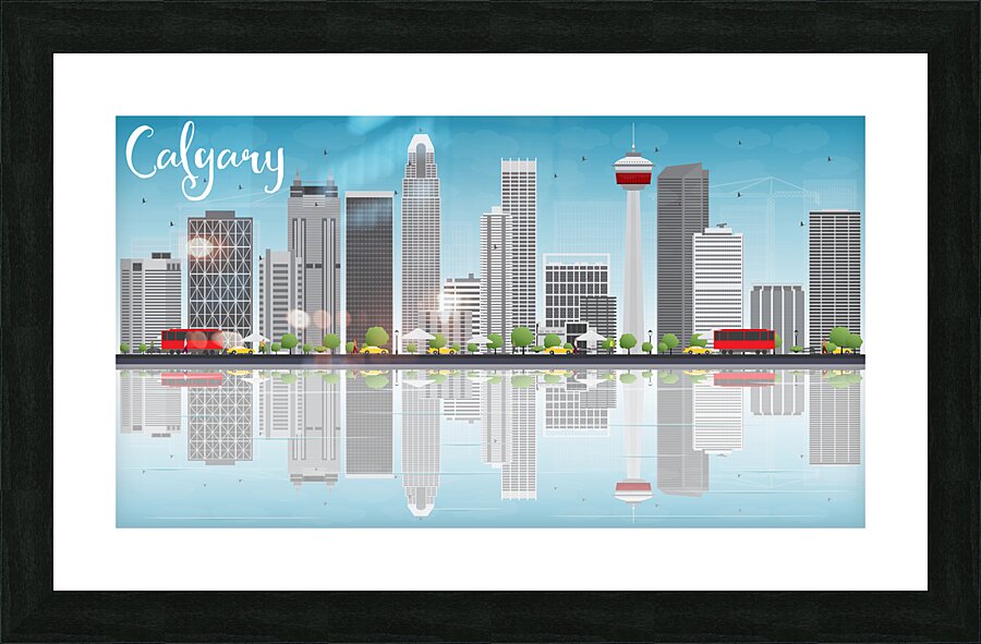 Calgary Alberta City Skyline Print Picture Frame print