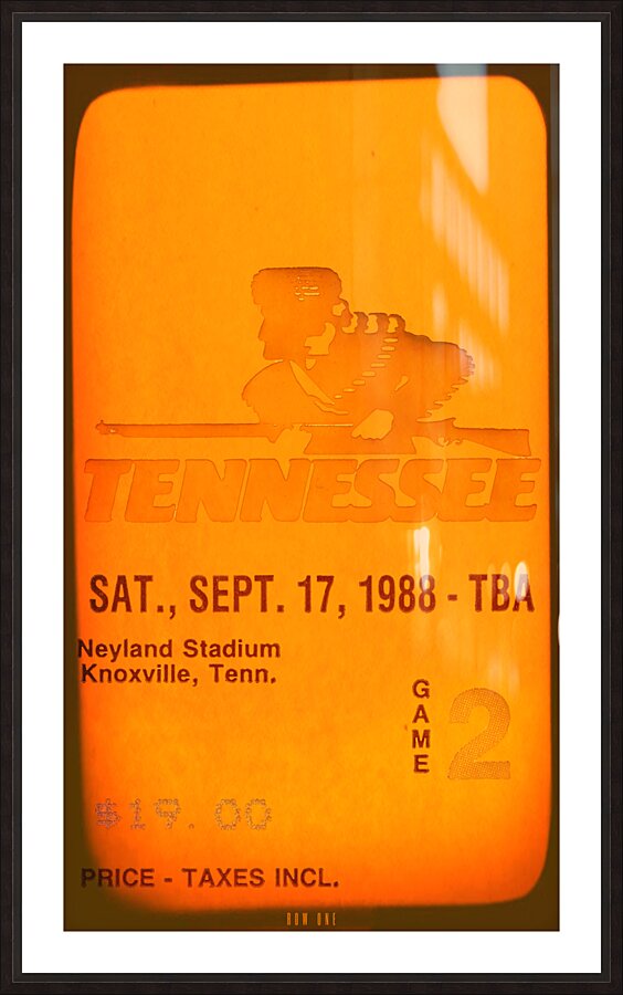 1988 Tennessee Vols Ticket Viewfinder Picture Frame print